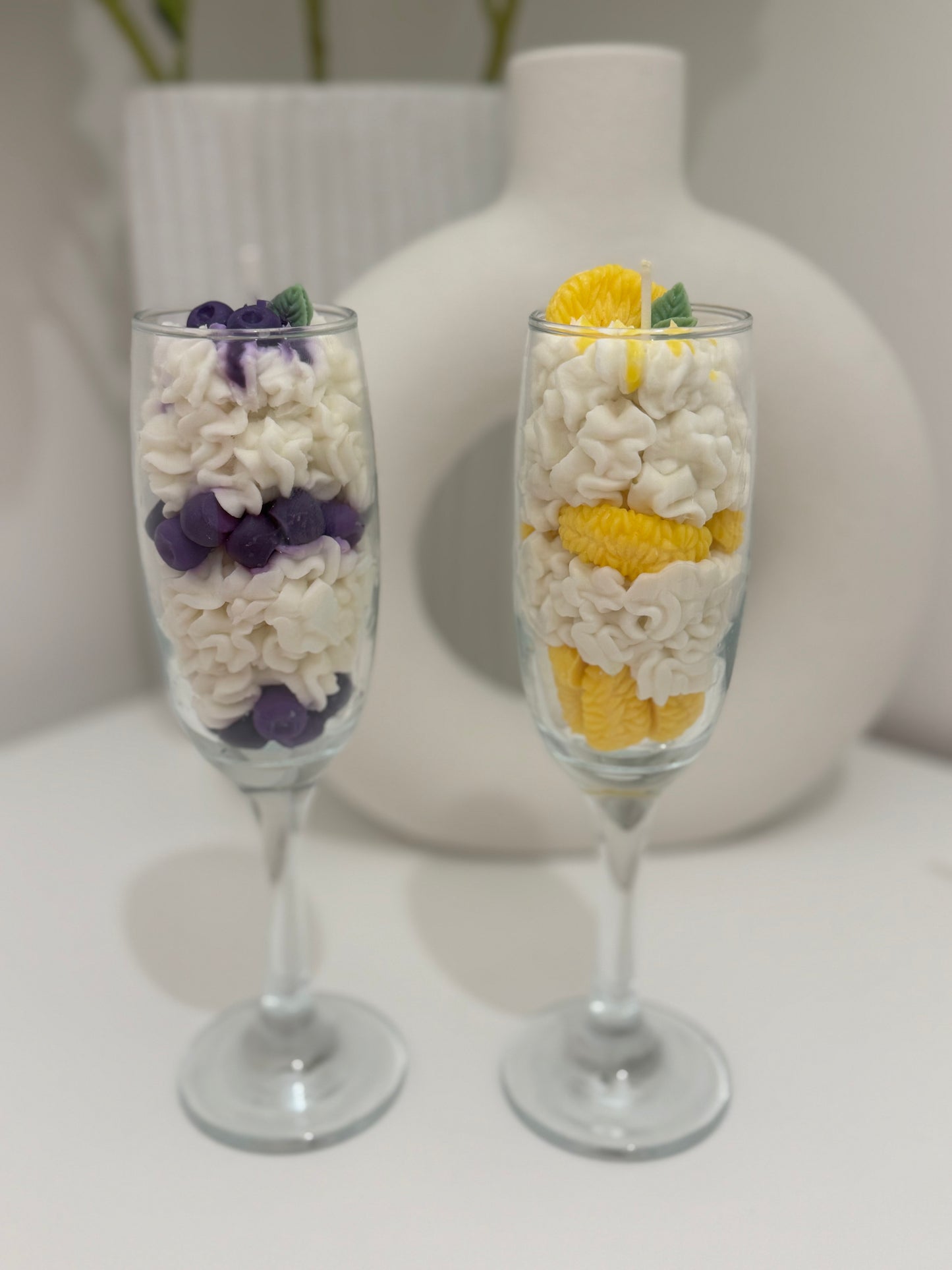 Cream Candle-(Lemon & Blueberry )